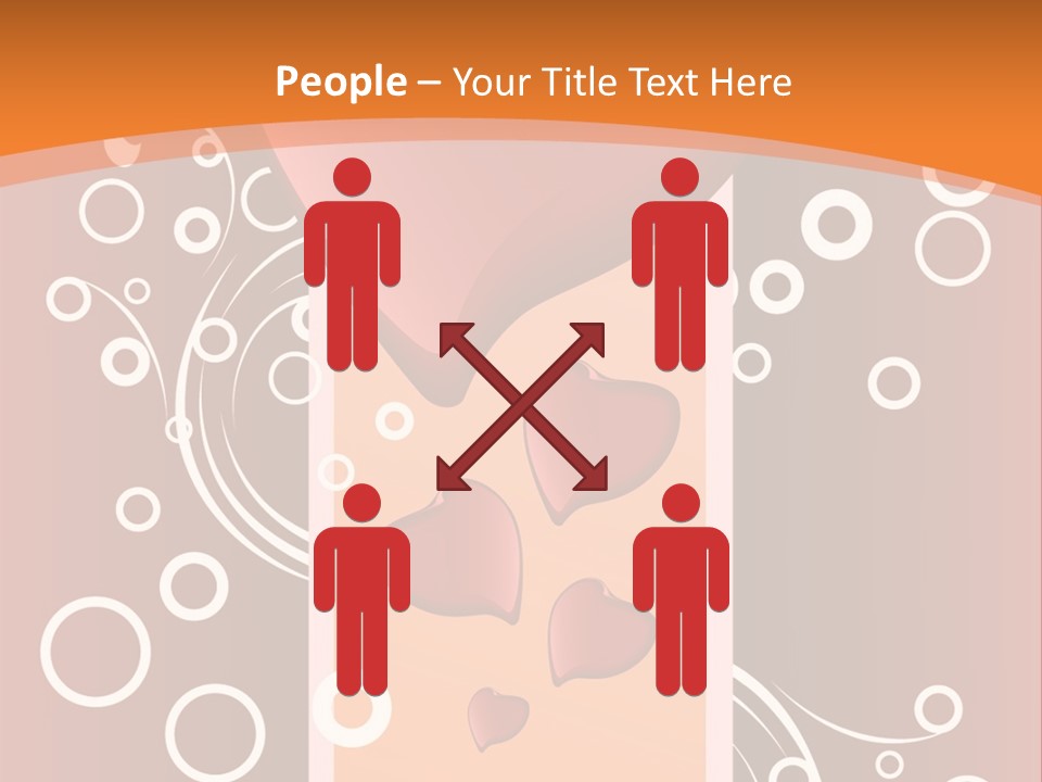 A Red Heart On An Orange Background With Bubbles PowerPoint Template