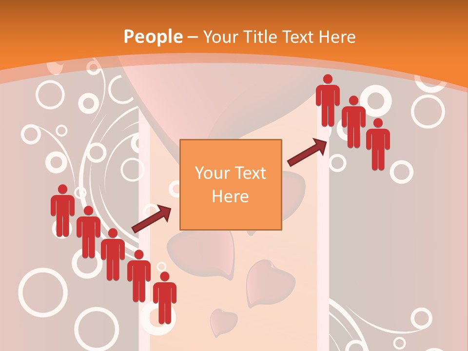 A Red Heart On An Orange Background With Bubbles PowerPoint Template