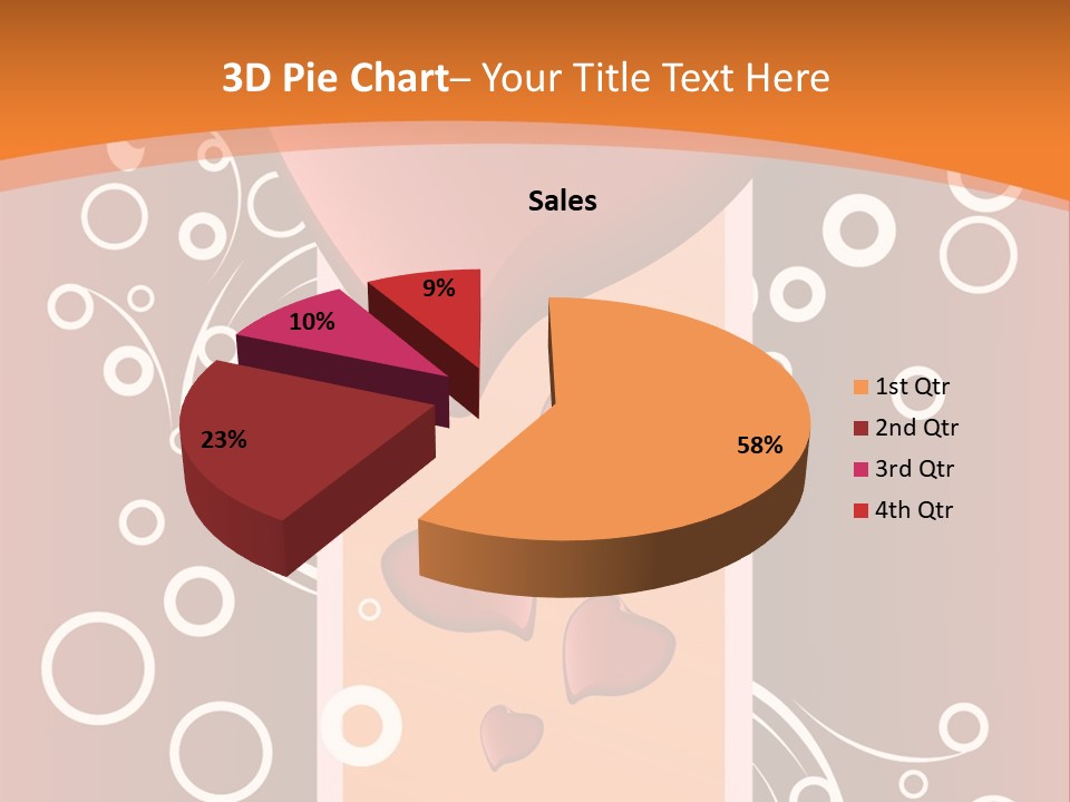A Red Heart On An Orange Background With Bubbles PowerPoint Template