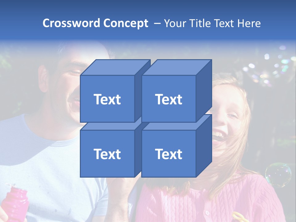 Father And Daughter Blowing Soap Bubbles Together PowerPoint Template