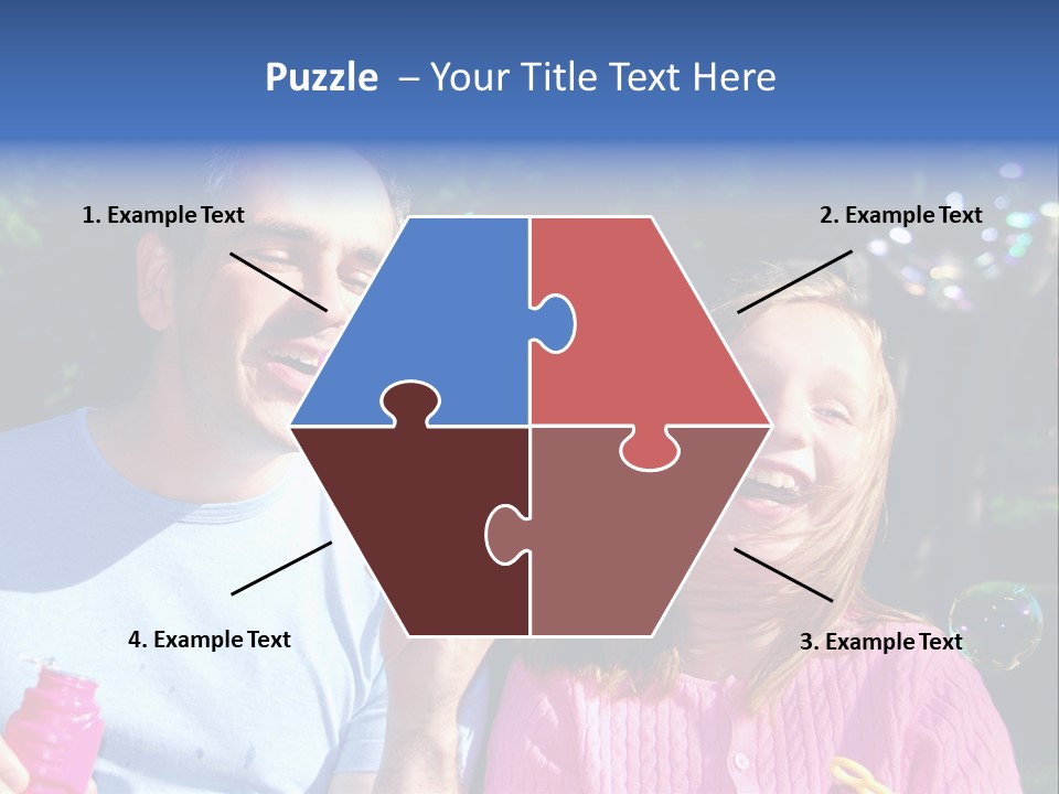 Father And Daughter Blowing Soap Bubbles Together PowerPoint Template