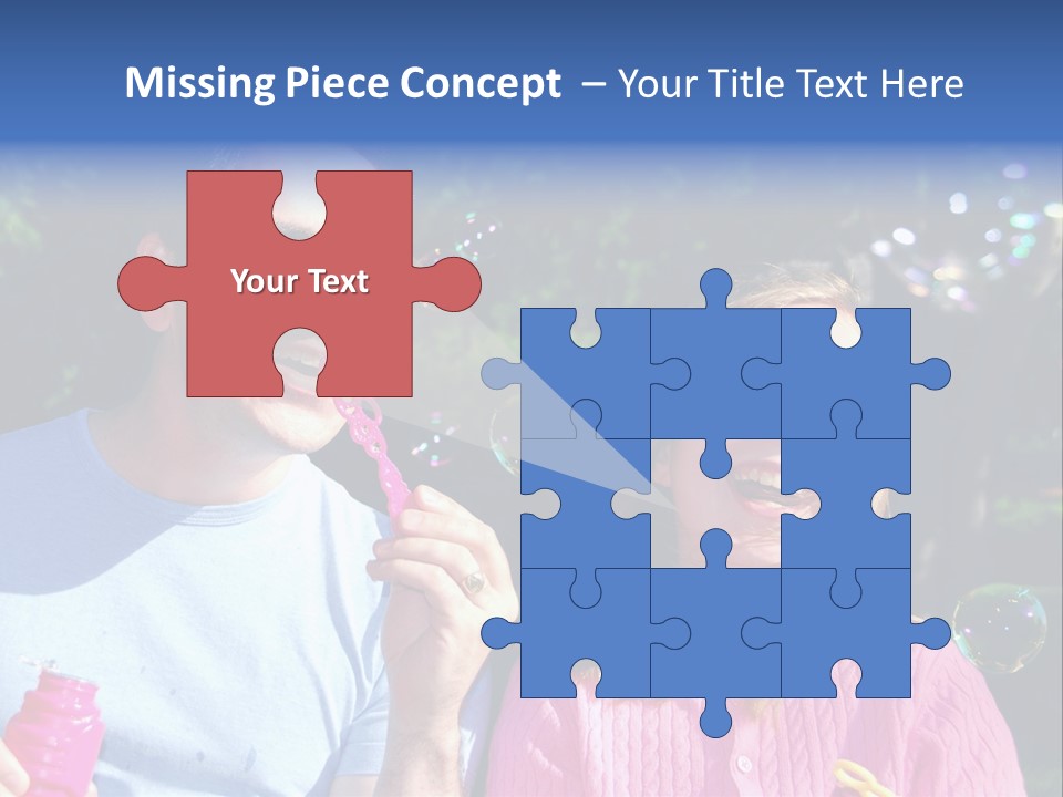 Father And Daughter Blowing Soap Bubbles Together PowerPoint Template