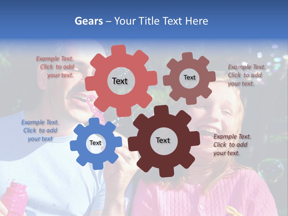 Father And Daughter Blowing Soap Bubbles Together PowerPoint Template