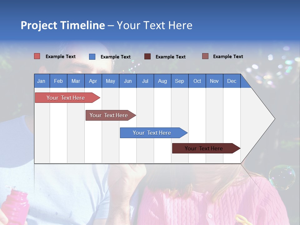Father And Daughter Blowing Soap Bubbles Together PowerPoint Template