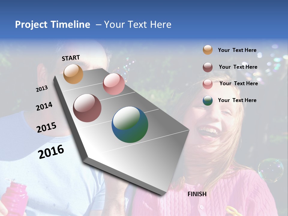 Father And Daughter Blowing Soap Bubbles Together PowerPoint Template