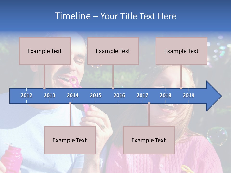 Father And Daughter Blowing Soap Bubbles Together PowerPoint Template