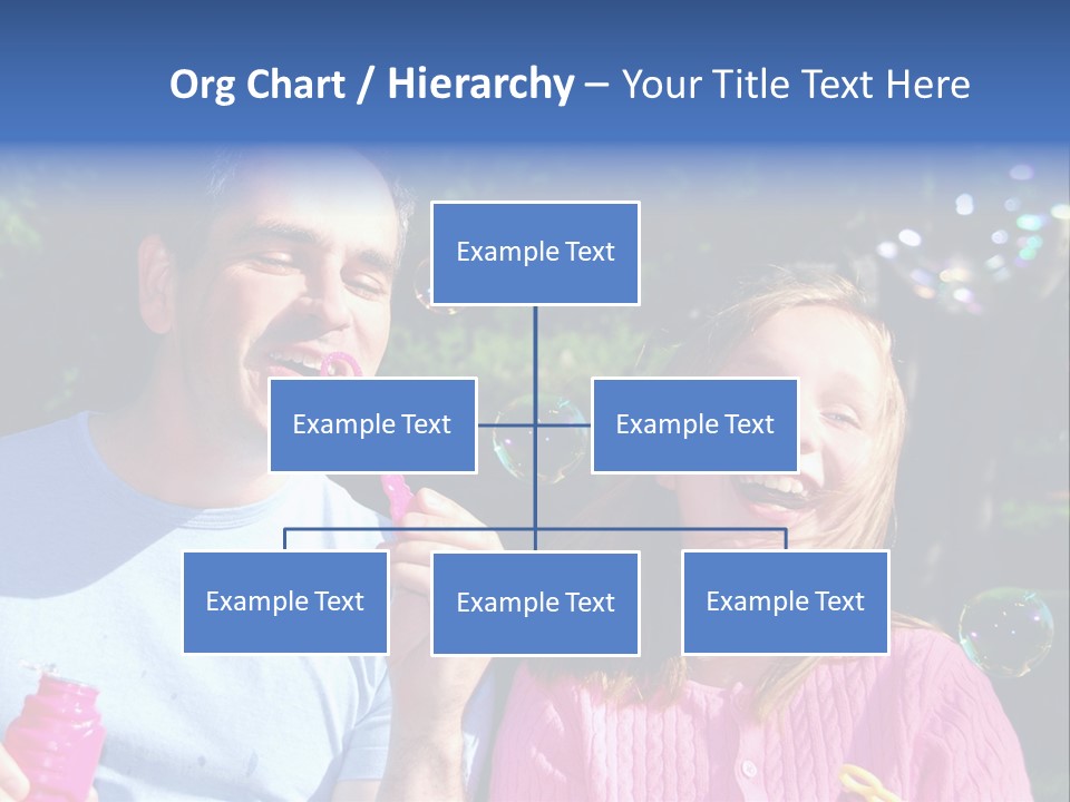 Father And Daughter Blowing Soap Bubbles Together PowerPoint Template