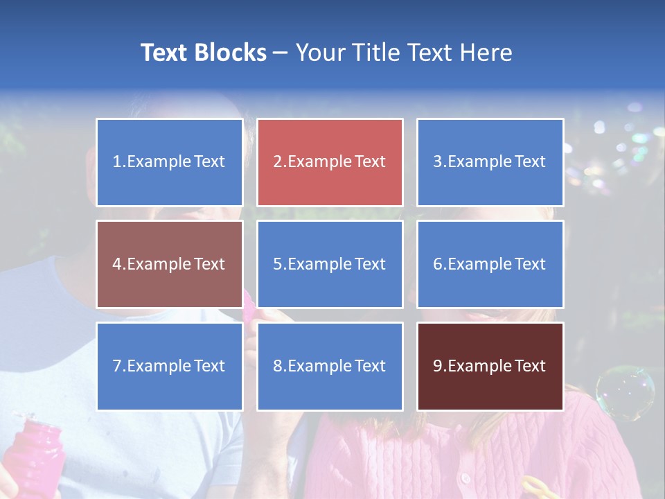 Father And Daughter Blowing Soap Bubbles Together PowerPoint Template