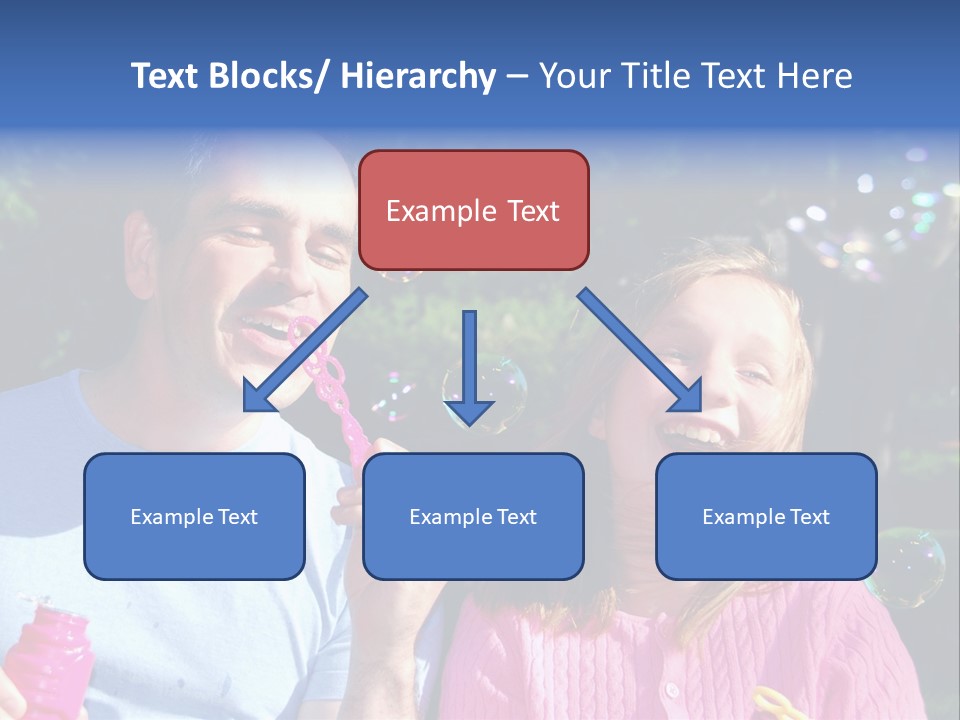 Father And Daughter Blowing Soap Bubbles Together PowerPoint Template