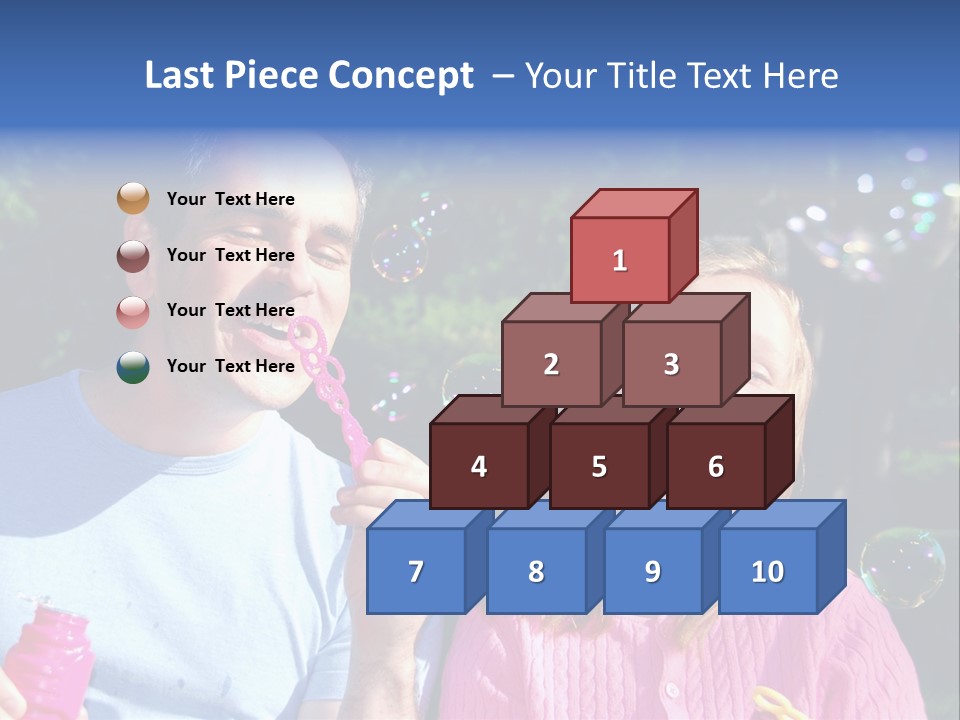 Father And Daughter Blowing Soap Bubbles Together PowerPoint Template