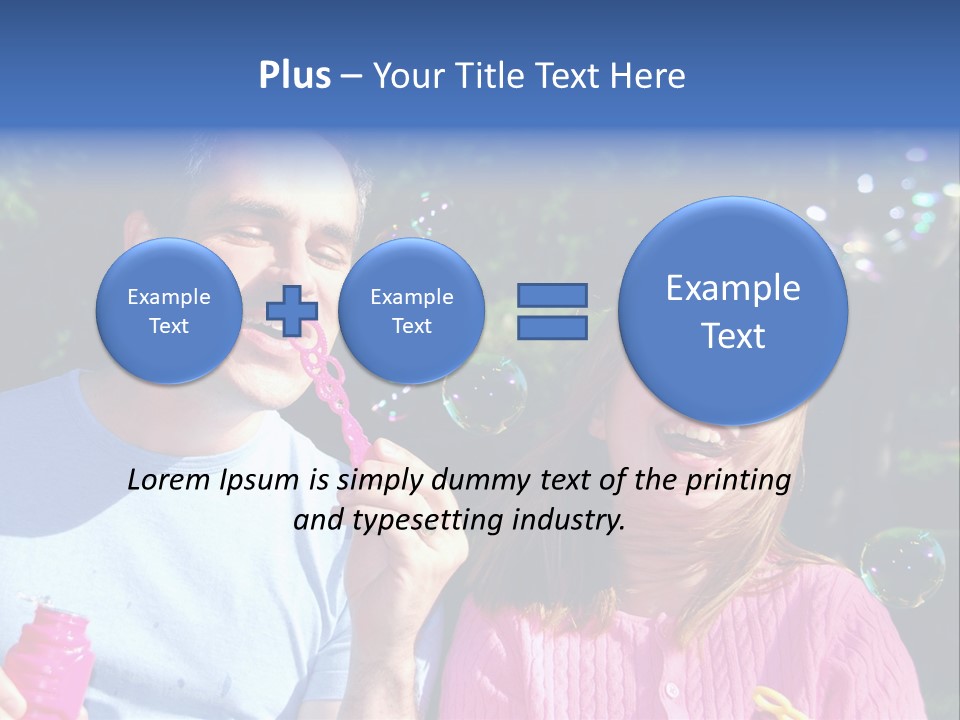Father And Daughter Blowing Soap Bubbles Together PowerPoint Template