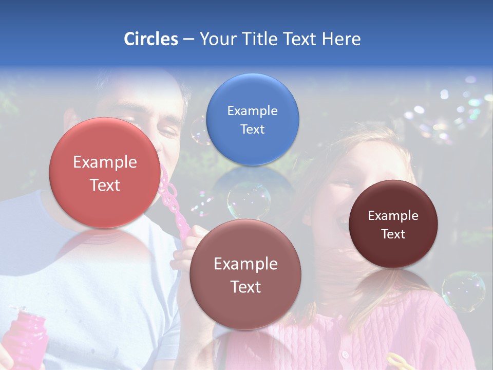 Father And Daughter Blowing Soap Bubbles Together PowerPoint Template