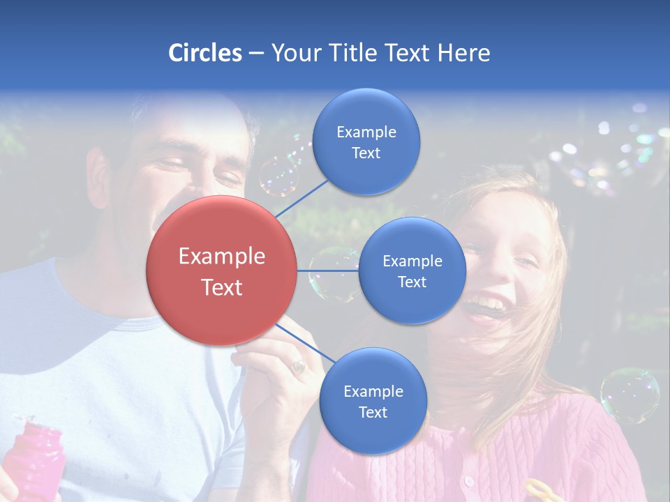 Father And Daughter Blowing Soap Bubbles Together PowerPoint Template