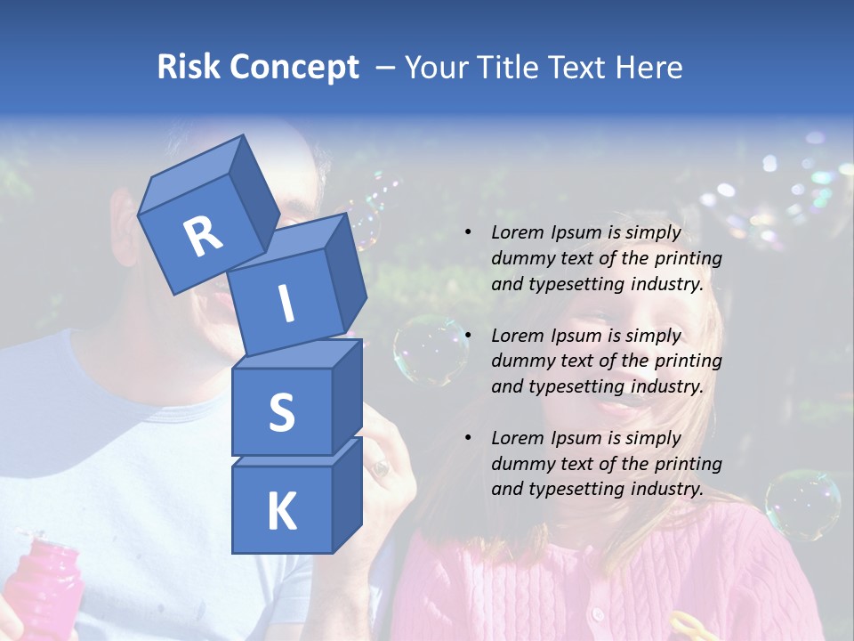 Father And Daughter Blowing Soap Bubbles Together PowerPoint Template