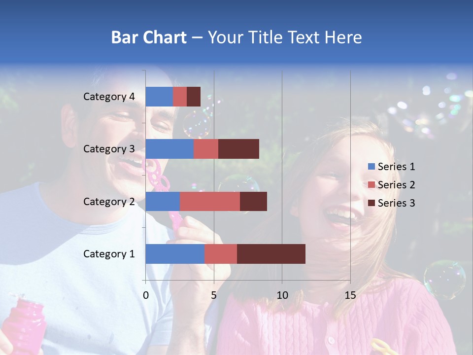 Father And Daughter Blowing Soap Bubbles Together PowerPoint Template