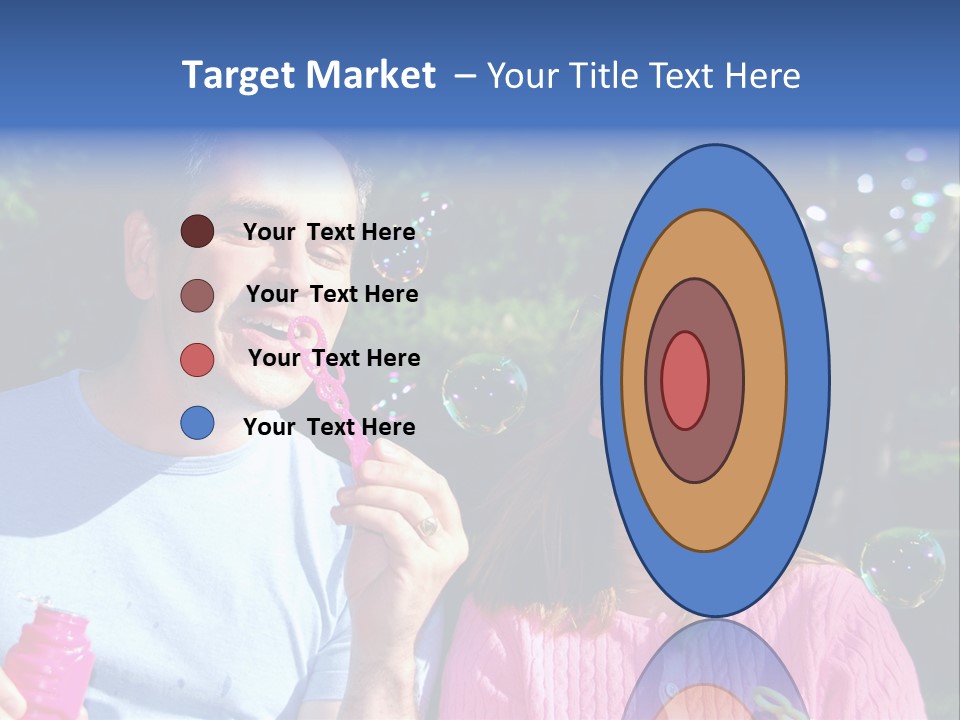 Father And Daughter Blowing Soap Bubbles Together PowerPoint Template