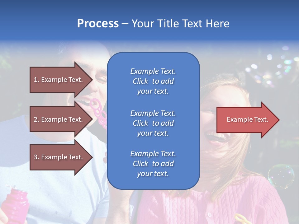 Father And Daughter Blowing Soap Bubbles Together PowerPoint Template