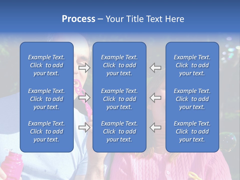 Father And Daughter Blowing Soap Bubbles Together PowerPoint Template