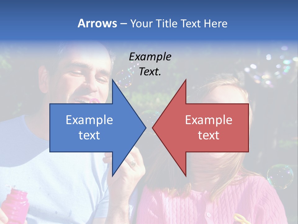 Father And Daughter Blowing Soap Bubbles Together PowerPoint Template