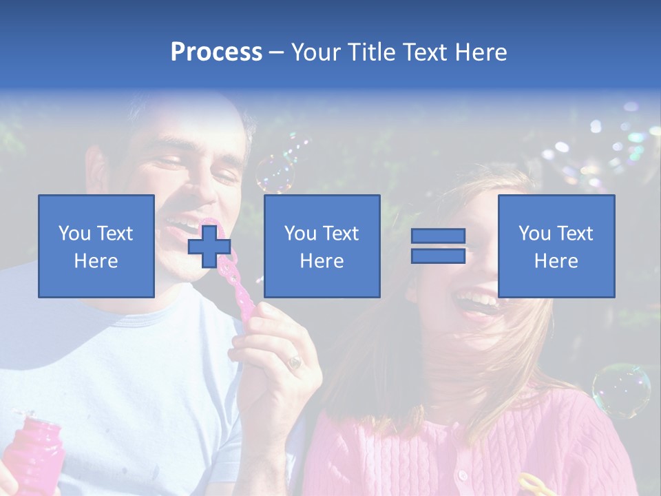 Father And Daughter Blowing Soap Bubbles Together PowerPoint Template