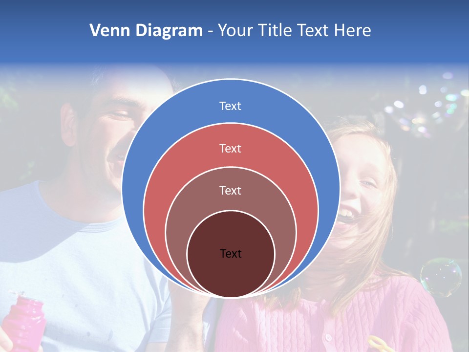Father And Daughter Blowing Soap Bubbles Together PowerPoint Template