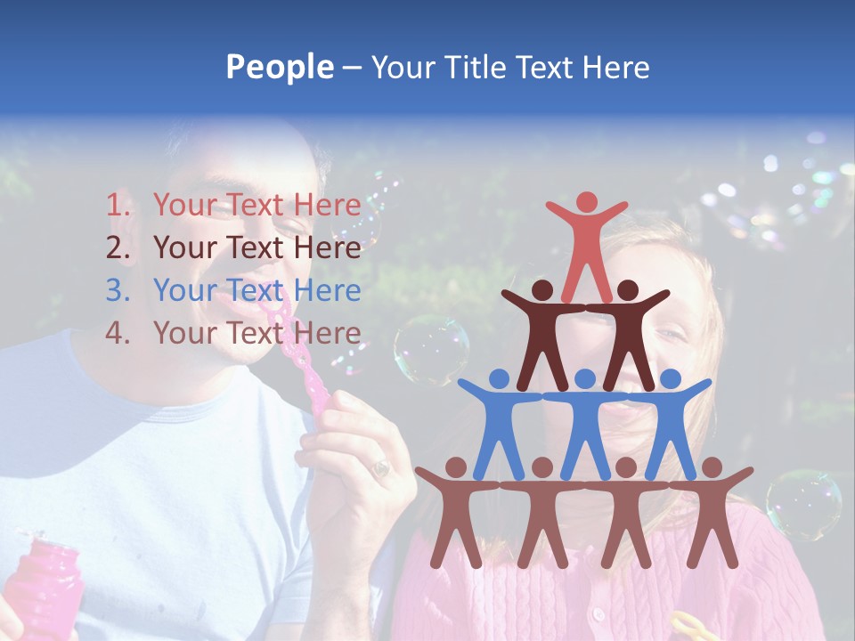 Father And Daughter Blowing Soap Bubbles Together PowerPoint Template