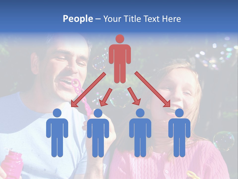 Father And Daughter Blowing Soap Bubbles Together PowerPoint Template