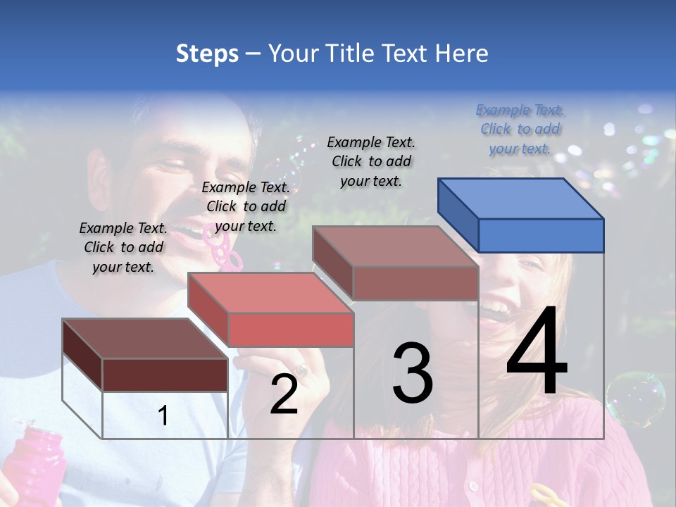 Father And Daughter Blowing Soap Bubbles Together PowerPoint Template