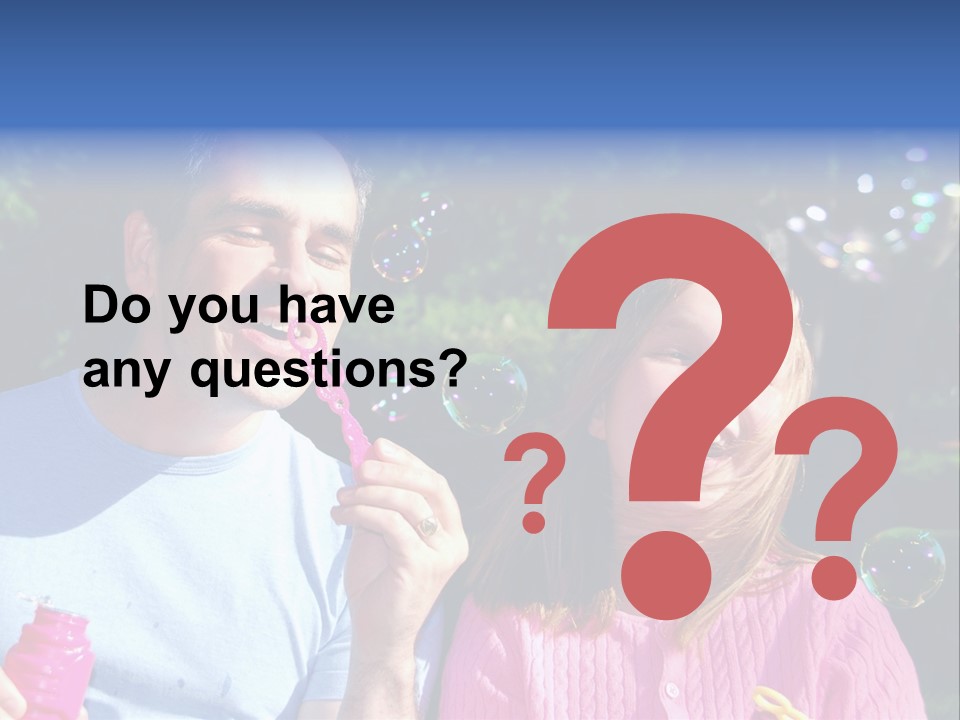 Father And Daughter Blowing Soap Bubbles Together PowerPoint Template