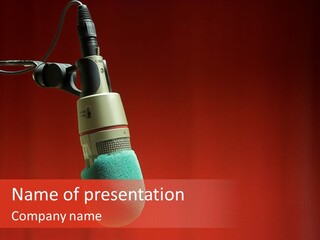 Microphone With Text Area PowerPoint Template