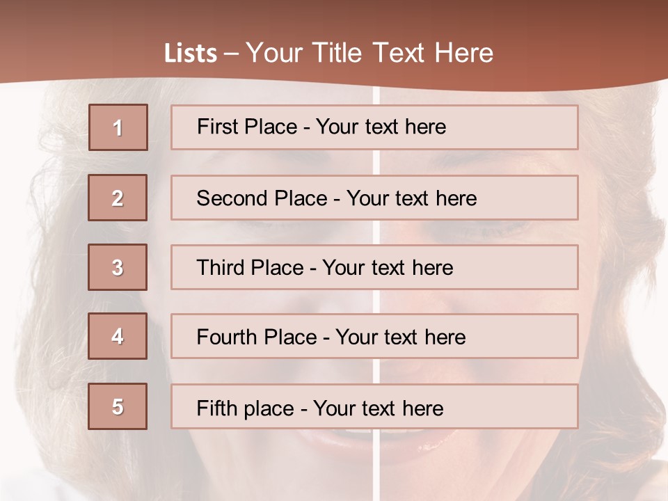 Fifty-Something Woman Considering Smoothing Out Her Wrinkles PowerPoint Template