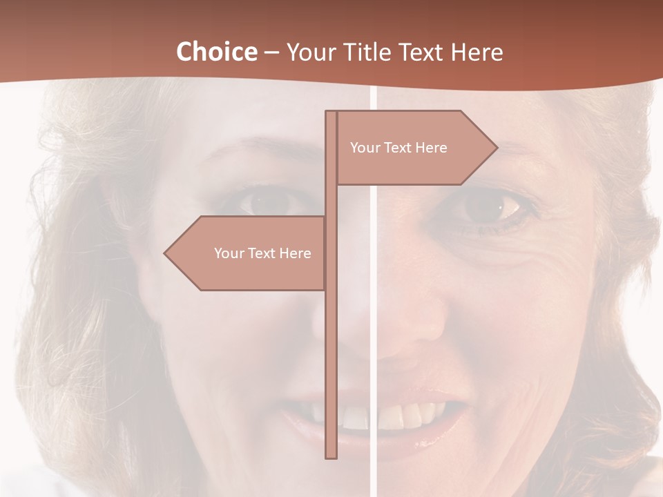 Fifty-Something Woman Considering Smoothing Out Her Wrinkles PowerPoint Template