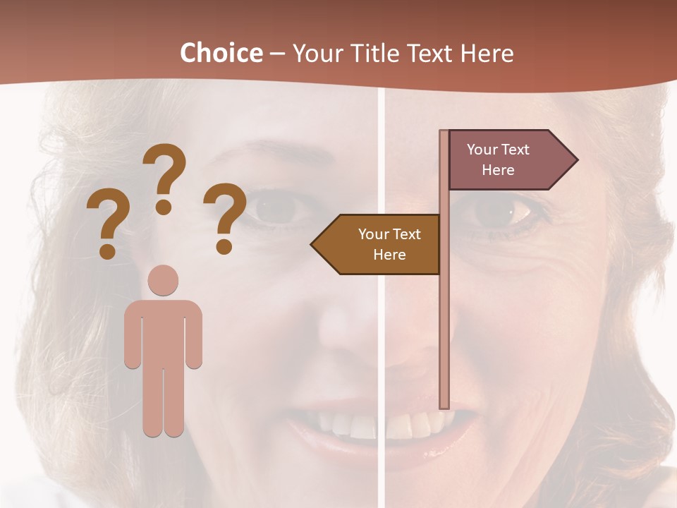 Fifty-Something Woman Considering Smoothing Out Her Wrinkles PowerPoint Template