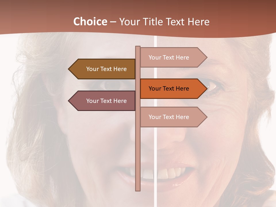 Fifty-Something Woman Considering Smoothing Out Her Wrinkles PowerPoint Template