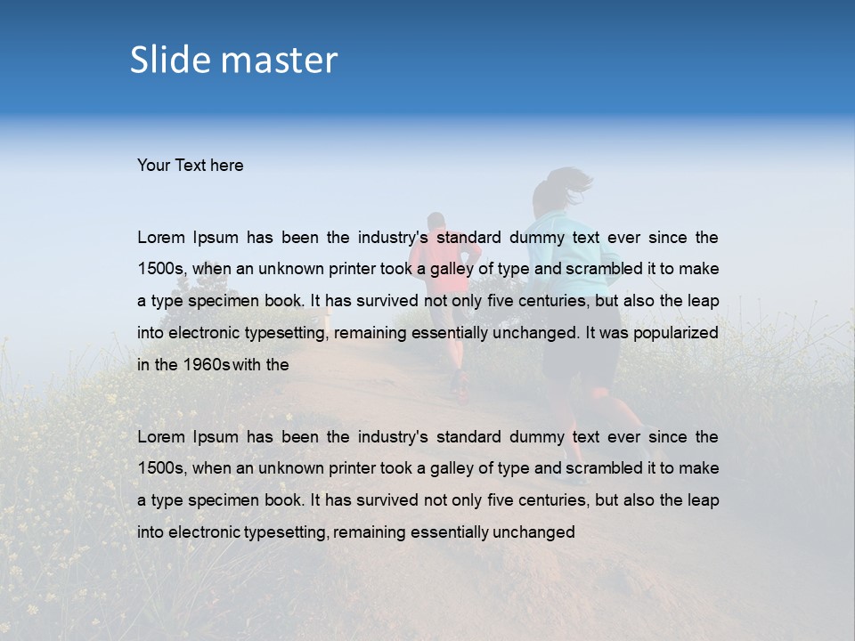 Two People Running On The Top Of A Hill PowerPoint Template