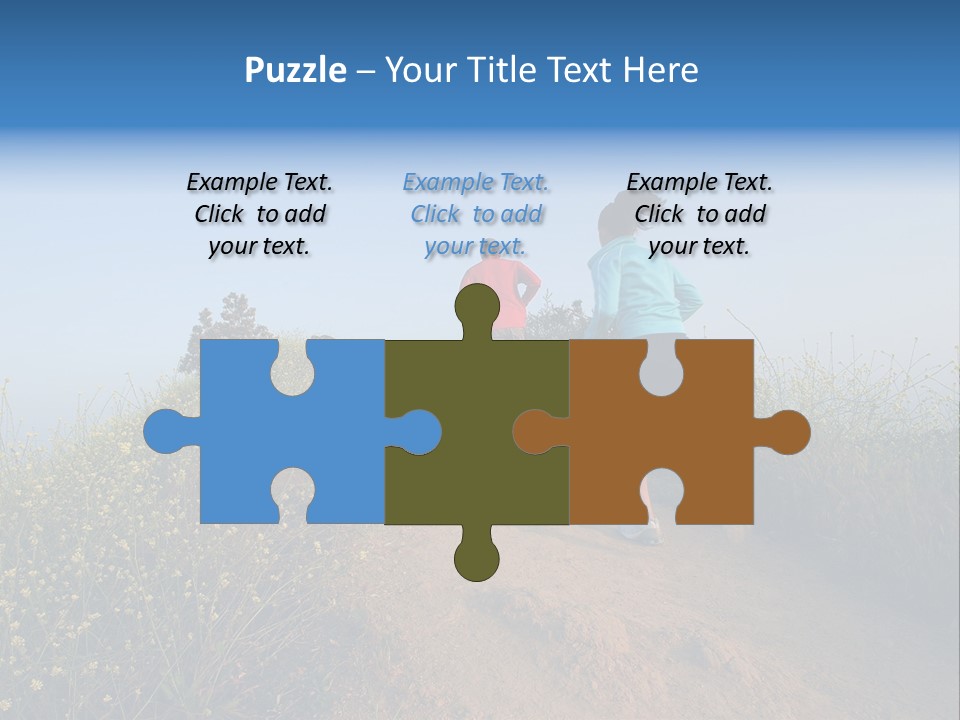 Two People Running On The Top Of A Hill PowerPoint Template