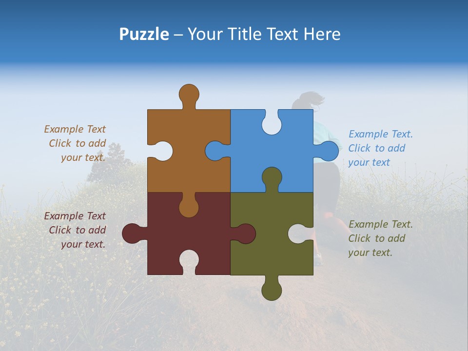 Two People Running On The Top Of A Hill PowerPoint Template