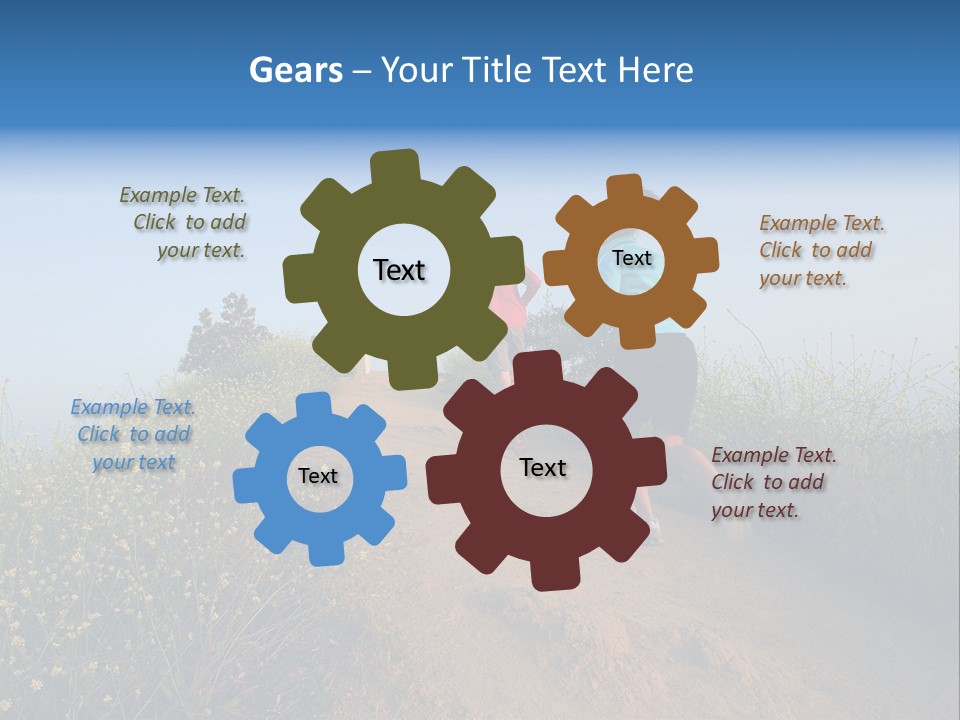 Two People Running On The Top Of A Hill PowerPoint Template