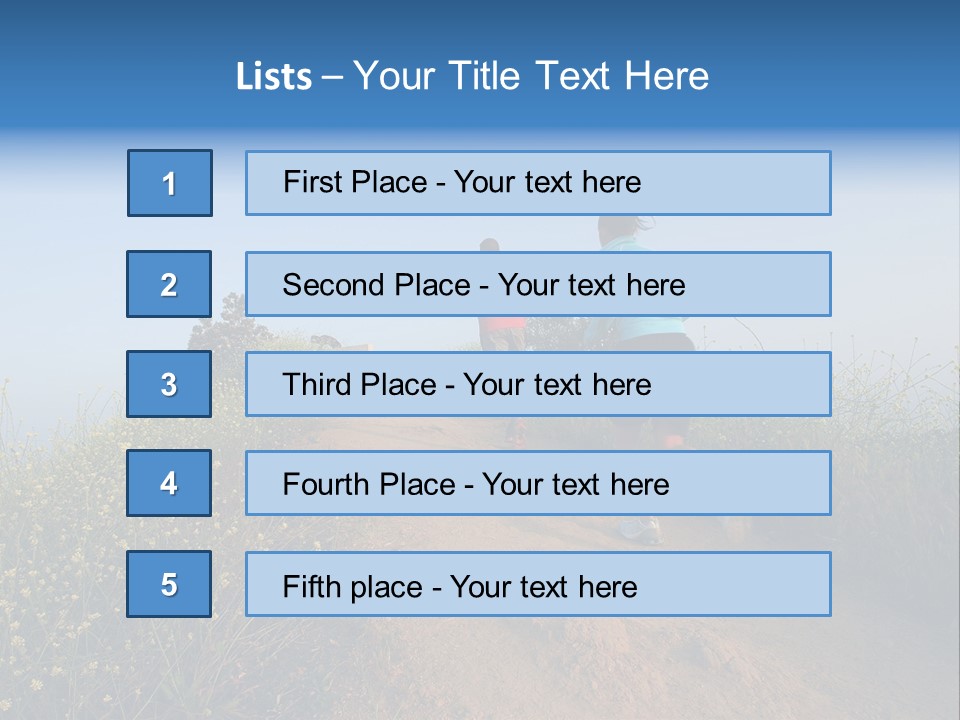 Two People Running On The Top Of A Hill PowerPoint Template