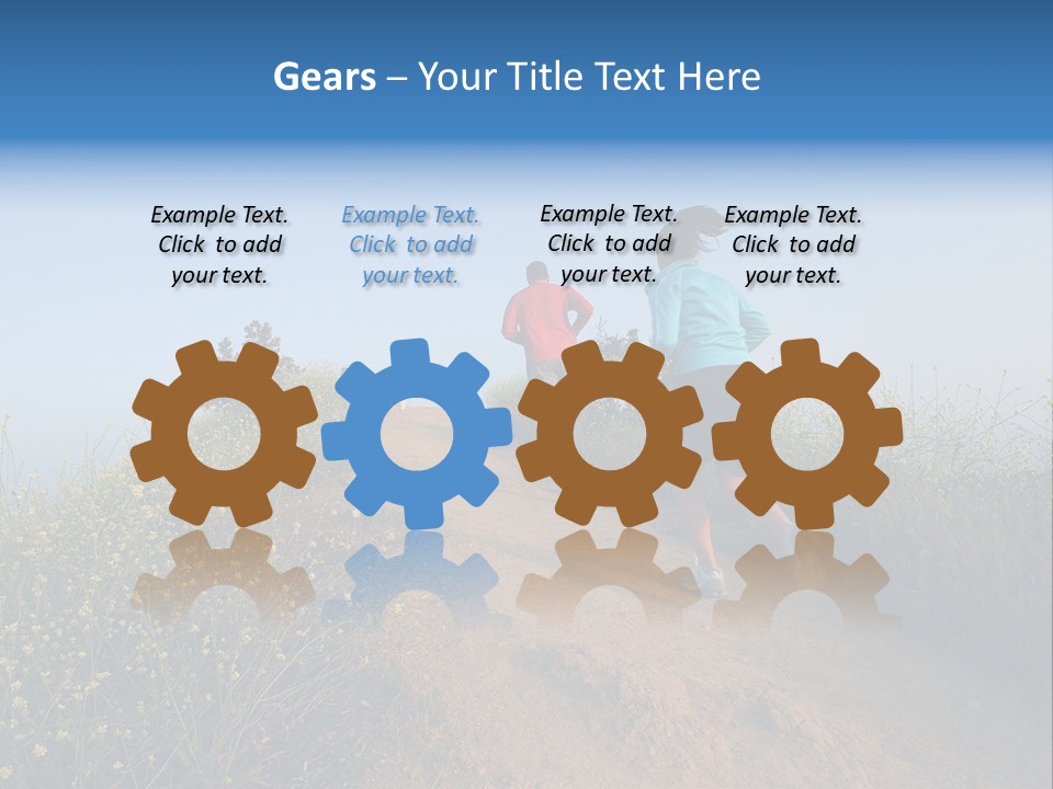 Two People Running On The Top Of A Hill PowerPoint Template