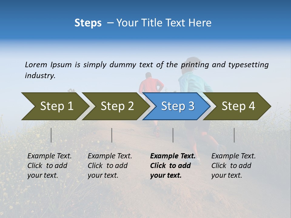 Two People Running On The Top Of A Hill PowerPoint Template