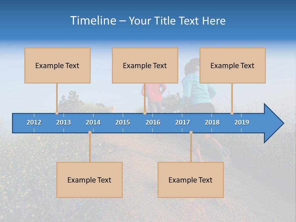 Two People Running On The Top Of A Hill PowerPoint Template