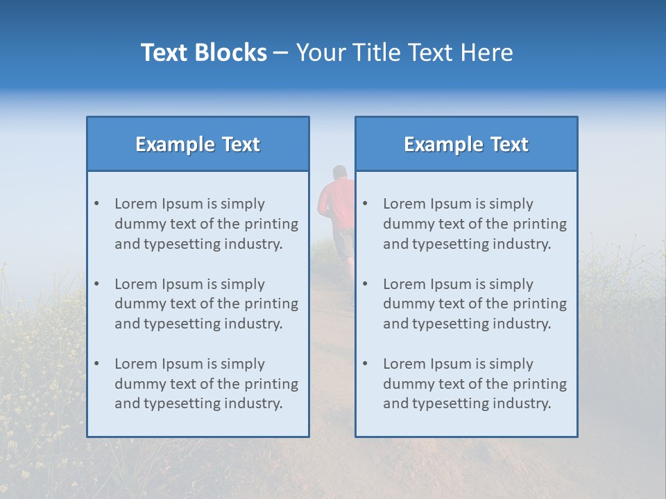 Two People Running On The Top Of A Hill PowerPoint Template