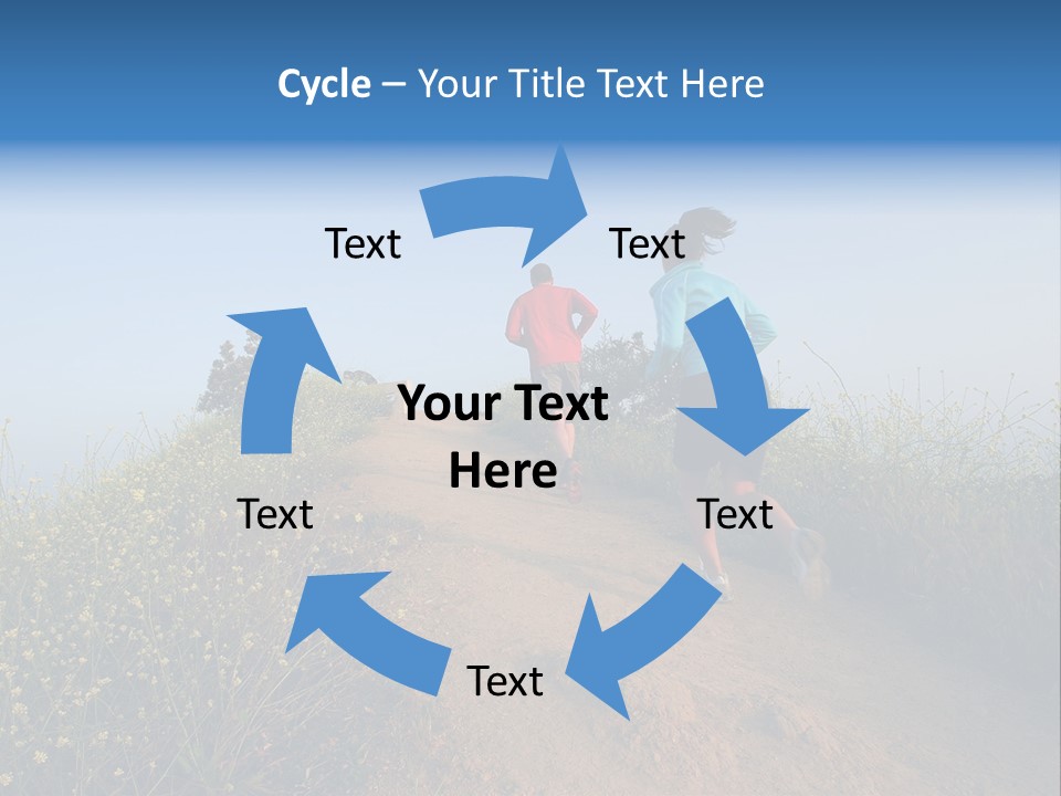 Two People Running On The Top Of A Hill PowerPoint Template