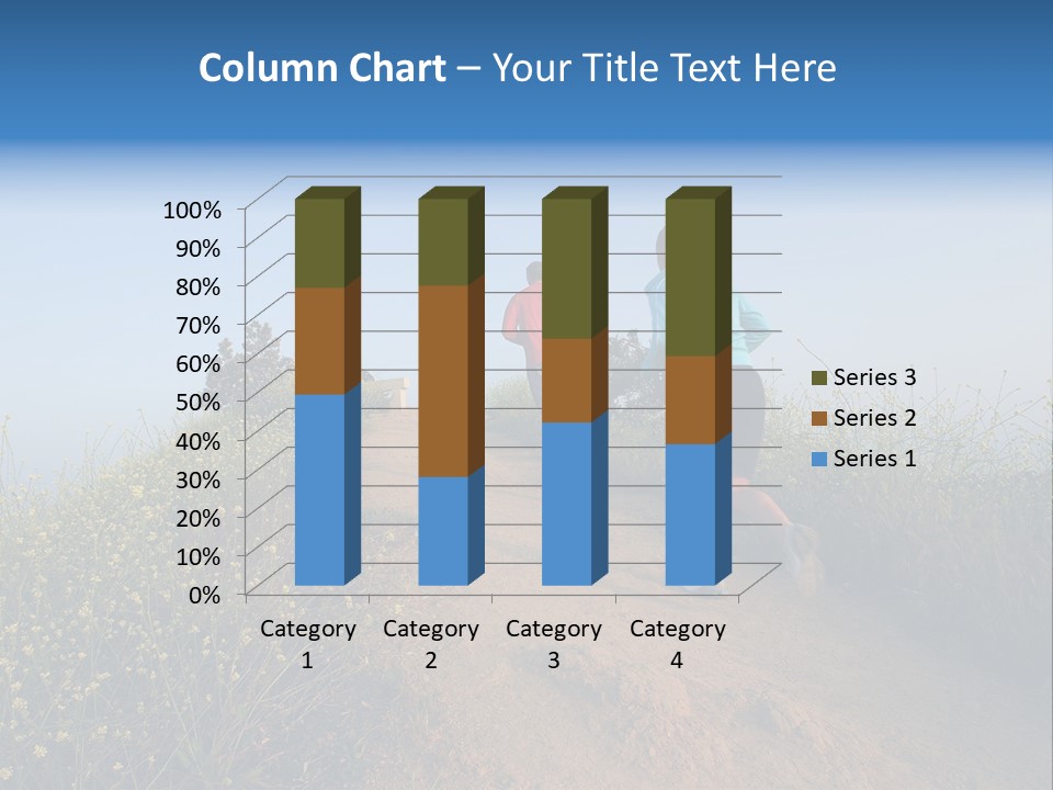 Two People Running On The Top Of A Hill PowerPoint Template