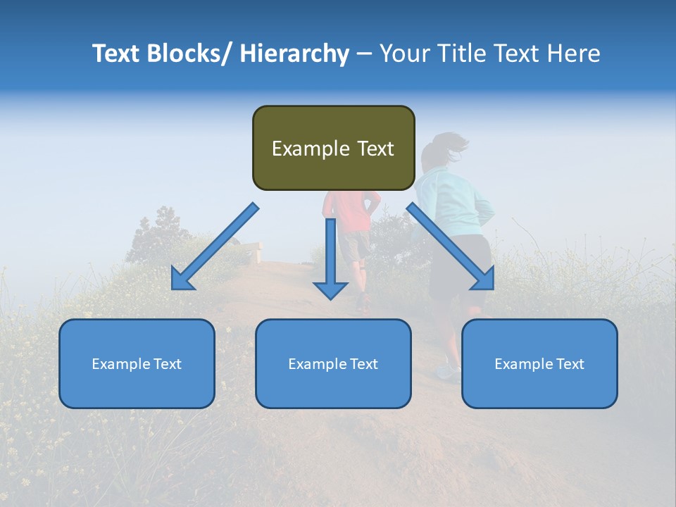 Two People Running On The Top Of A Hill PowerPoint Template