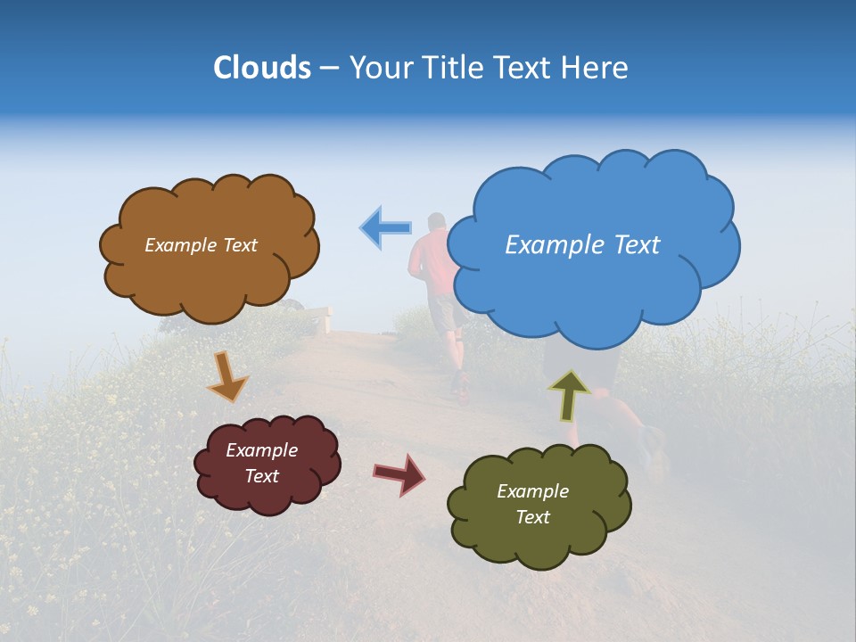 Two People Running On The Top Of A Hill PowerPoint Template