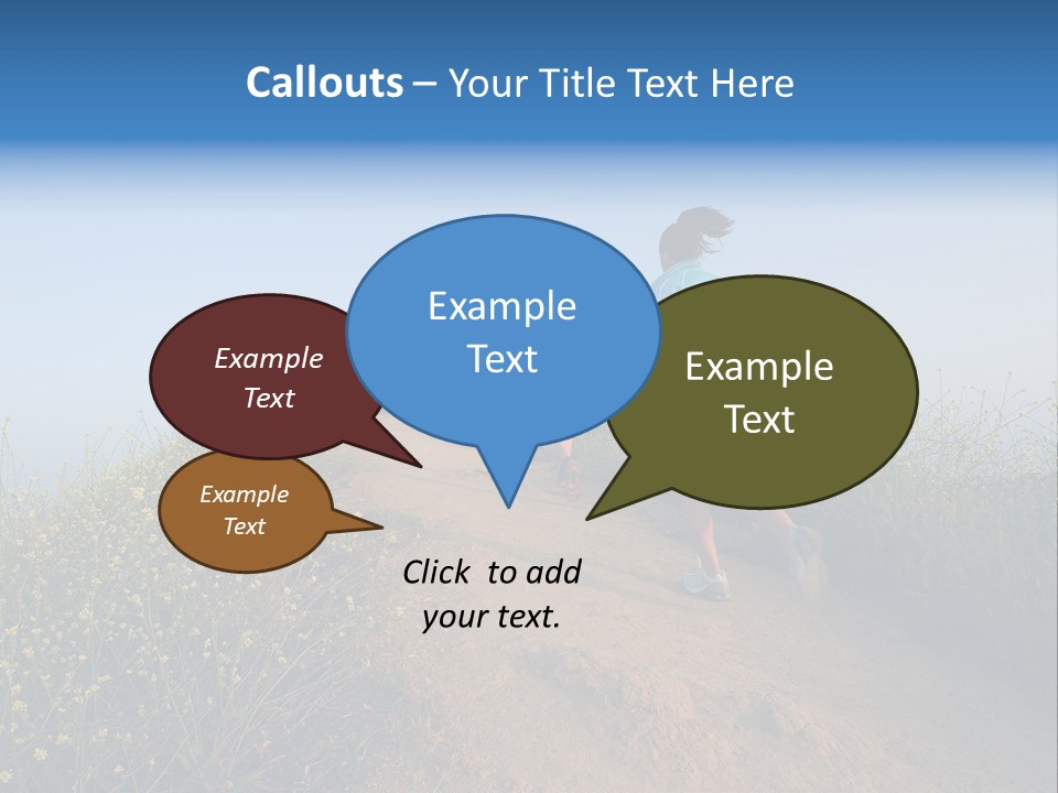 Two People Running On The Top Of A Hill PowerPoint Template