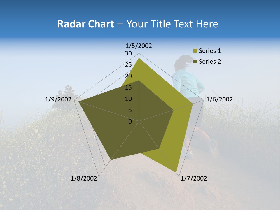 Two People Running On The Top Of A Hill PowerPoint Template