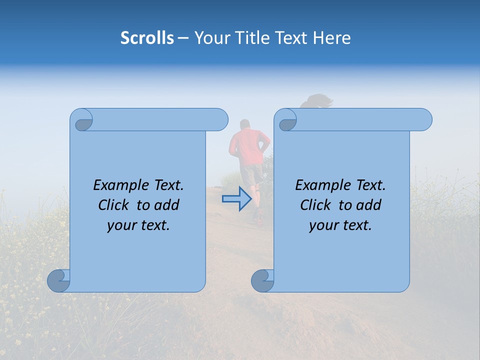 Two People Running On The Top Of A Hill PowerPoint Template